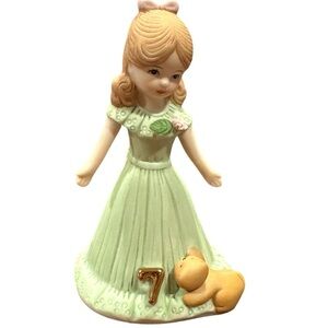 Vintage ENESCO Growing Up Birthday Girl blond Figurine 7 '' Seven Years